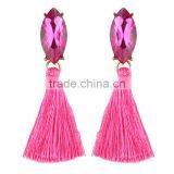 Bohemian Jewelry Big Crystal Gems With Tassel Drop Earrings for Women thumbnail-6