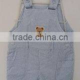 Baby Cute Boys White and Blue Stripes Embroidered Bib Pants for Summer thumbnail-2