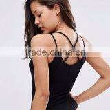 Women Double Strap Cross Back Bodysuit Plain Black Sexy Crisscross Jmpsuit For Summer Fitness One Piece Underwear thumbnail-2