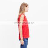 Red Modern Linen Muscle Ladies Tank Top thumbnail-2