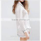 New Design Stripe Shorts And Long Sleeve Set Women Pajamas thumbnail-3