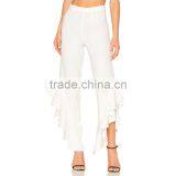 New Trendy Ladies White Ruffle Pants Spring 2018 Fashion Design Trousers thumbnail-2