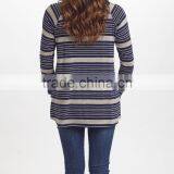 Hot Selling Navy Blue And Taupe Stripe Maternity Tee With Long Sleeve Maternity Tops Women Clothes WT80817-22 thumbnail-2