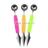 2 in 1 Dual Head Fruit Melon Ice Cream Scoop Spoon Ball Baller Carving Knife thumbnail-2