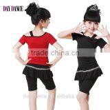 Child Kids Latin Salsa Dance Suit Short Sleeve Dance Costumes For Girls thumbnail-1