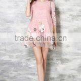 Fashion Women Organza Floral Embroidered Lace Prom Dress Ladies Sexy Printed Mini Dress thumbnail-4