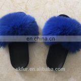 Women's Customized Size and Color Soft Real Fox Fur Slides Slippers thumbnail-2
