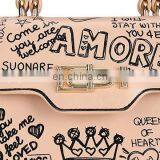 5colors Korean Style New Wholesale Ladies Graffiti Handbag Personalized Fashion Chain Crossbody Bag Shoulder Bag for Women