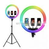 Tik Tok Ring Light 18 Inch Rgb Color LED Dimmable Light Photography Remote Control Selfie Ring Lamp With 2.1m Tripod