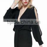 Contemporary Sexy Deep V-Neck Chiffon Jumpsuit for Women thumbnail-2