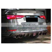 Carbon Diffuser For Audi S3 Sedan A3 S-line High Quality Rear Diffuser With Lamp PL Style 2017-2019 thumbnail-5
