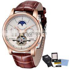 Lige 6826 Retro Men Mechanical Watches Tourbillon Waterproof Leather Top Brands Luxury Watch Automatic Mens thumbnail-2
