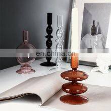 Скандинавский стеклянный держатель свечей с длинной ножкой, розовый кристаллический бужоар, стеклянные держатели свечей для украшения дома, интерьера thumbnail-4