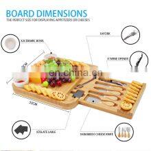 Bamboo Wooden Charcuterie Cheese Board Knife Set Platter With Slide-Out Drawers thumbnail-4