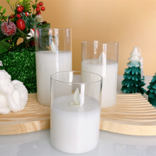 Wholesale Hot Selling Simulation Flame Candle Set Electroplated Gold Amber Glass LED Candle With Remote Control thumbnail-5