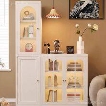 Fluted Glass Metal Cabinet- CBT735|Modern French Cream Style With Safe Anti-tipping Design for Living Room Display- ODM/OEM Supported thumbnail-5