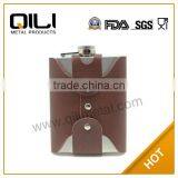 FDA 8oz Stainless Steel Leather Hip Flask Gift Set