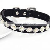 Yak Wool Leather Pet Collar Handmade Pearl Diamond Dog Collar thumbnail-2