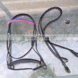 Black Leather English Walking Horse/saddle Seat Bridle W/blue & Red Brow/ Veterinary Instruments and Equipment