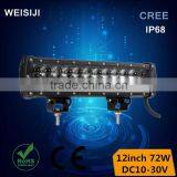 New arrival new design IP68 72w 12" led light bar for jeep car accessories