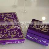 Purple Wedding Invitation Box With Floral Embroidery- WHOLE SALE thumbnail-3