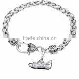 3D Sports Cleat Sneaker Charm, Comes On An Adjustable Silver Tone, Solid Miracle Wire Bracelet thumbnail-2