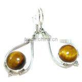 Tiger eye earrings 925 sterling silver jewelry Dangle earrings authentic gemstone jewelry wholesaler