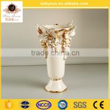Grape carved white and gold Color Diamond Shape Shiny Decorative Flower Ceramic Vase