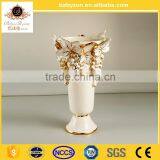Grape Carved White and Gold Color Diamond Shape Shiny Decorative Flower Ceramic Vase thumbnail-1