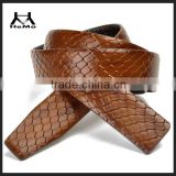 2014 fashion brown snakeskin belt with genuine leather