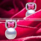 High Quality Earring Jewelry .925 Sterling Silver Genuine Red Stone Earrings thumbnail-3