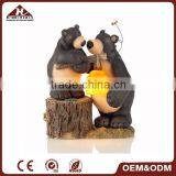 Resin Black Bear Figurines With Solar Garden Light thumbnail-1