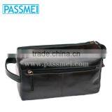 Double Flap Zip Design Travel Cosmetic Bag Leather Wash Bag for Men thumbnail-2