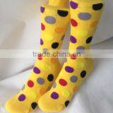 Custom Happy Polka Dots Patterns Yellow Cotton Japanese Girl Winter Warm Socks