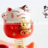 Golden Fish Base Ceramic Lucky Cat for Car Decoration Colors to Choose Fortune Cat thumbnail-1