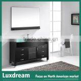 48" Black Bathroom Vanity Glass Sink With Stainless Steel Legs thumbnail-5