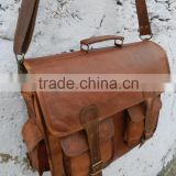 Real leather vintage bag messenger Handmade genuine briefcase brown camera bag
