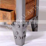 Wood Iron Book Shelf With 2 Drawers thumbnail-2