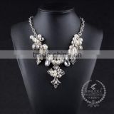 high quality vintage rhinestone imitation pearl chunky statement necklace tin alloy fashion women pendant necklace 6390143