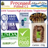 Tunisian High Quality Dates "Deglet Noor" Category Dates, Processed Dates without seeds,Processed Pitted Dates C1,2 Kg