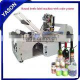 Semi-automatic labeling machine with date code printer for round bottle