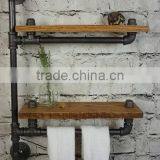 2 Layers Water Pipe Wall Mounted Bath Shelf With Tower Bar thumbnail-1