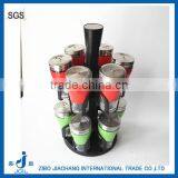 3oz Clear Glass Round Spice Jars Set Chrome Plated Flip Cap thumbnail-1