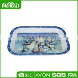 Winter Snowman Hug Together Melamine Deep Tray, 8.5" Christmas Decorative Plastic Trays thumbnail-1