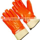 orange flourescent waterproof foam lined PVC gloves