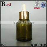 Hot Products Dark Green 30ml Glass Bottle With Gold Aluminum Dropper for Cosmetic Perfume Essential Oil China Suppliers thumbnail-1