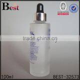 100ml Cosmetic Frosted Screen Printing Glass Bottle With Silver Aluminum Dropper for Essential Oil Perfume China Suppliers thumbnail-1