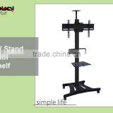 Rotate LCD TV Screen Holder Floor Stand Cart With Adjustable Projector Rack thumbnail-1