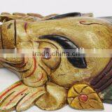 Hand Crafted Wooden Mask of Hindu Lord Ganesh Wall Hanging Made In Nepal thumbnail-3