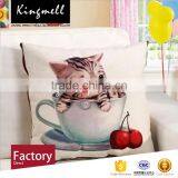 Custom Cute Cat Digital Printed Linen Cartoon Pillow thumbnail-2